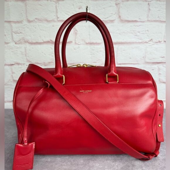 Saint Laurent Red Leather Medium Duffle Bag - Picture 1 of 13